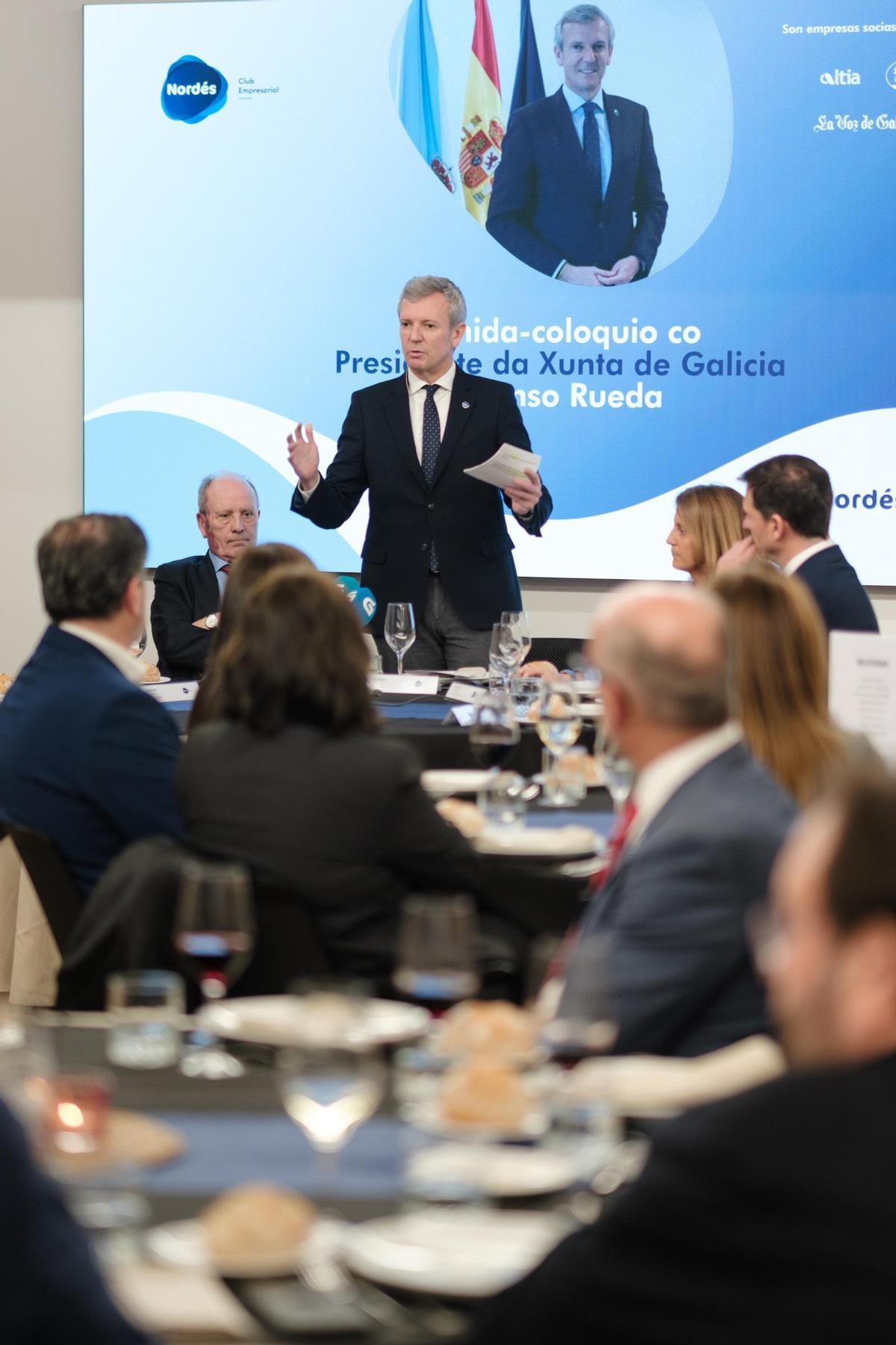 Alfonso Rueda, ayer, en su intervención en el Nordés Club Empresarial.