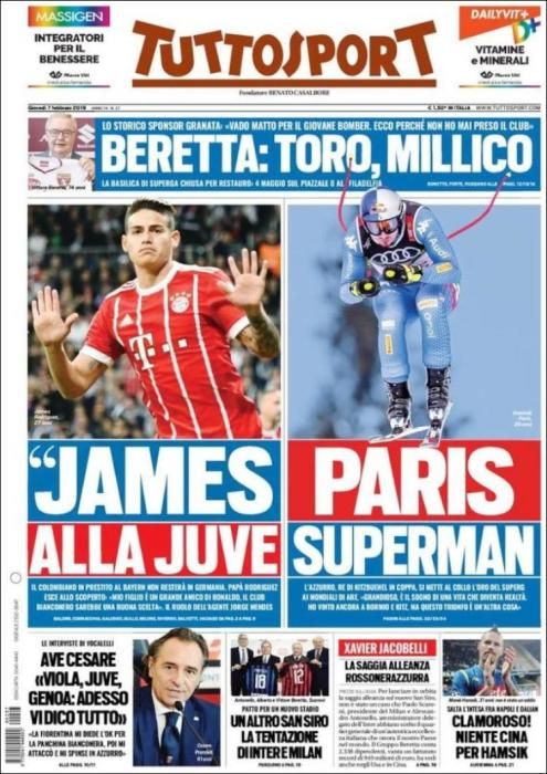 Portada TUTTOSPORT jueves 7 de febrero 2019