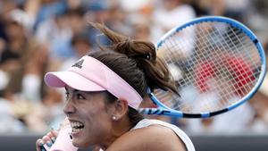Tennis - Australian Open - First Round - Melbourne Park, Melbourne, Australia, January 15, 2019. Spainâ¿¿s Garbine Muguruza in action during the match against China’s Zheng Saisai. REUTERS/Aly Song