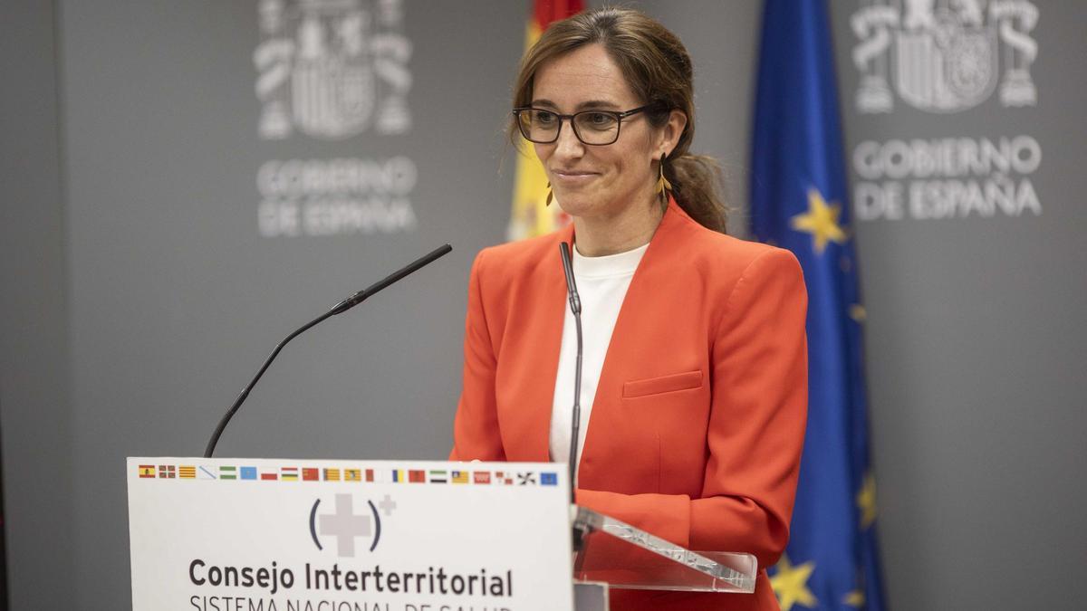 La ministra de Sanidad, Mónica García, en el Consejor Interterritorial.