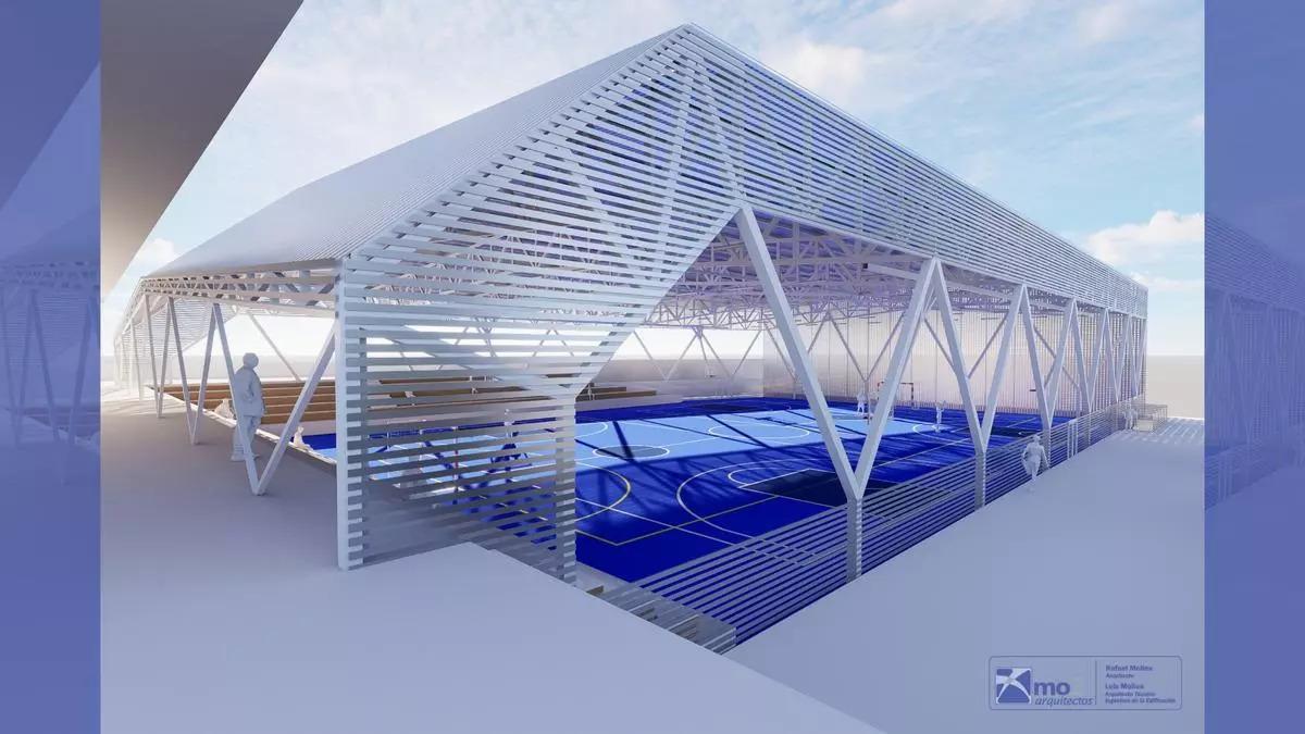 Recreación de la cubierta del polideportivo municipal de Puente Genil.