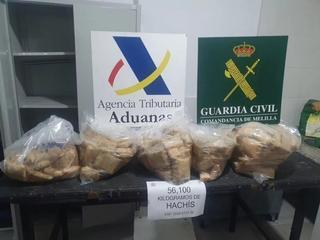 Detenido un hombre en Melilla cuando embarcaba a Málaga con 56 kilos de hachís