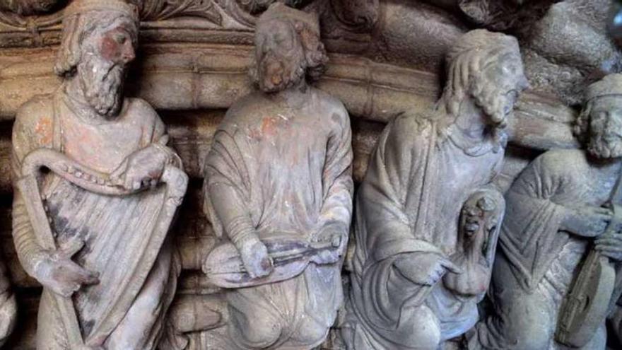 Detalle del Pórtico de la Gloria de la catedral de Santiago.