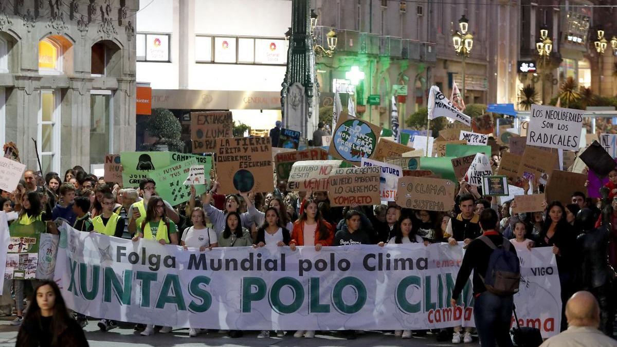 La manifestación de la Huelga Mundial por el Clima celebrada en Vigo el pasado mes de septiembre. // José Lores