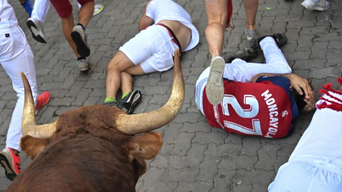 Quinto encierro de San Fermín con toros de Jandilla