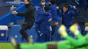 El banquillo del Chelsea celebra el segundo tanto ante el Madrid, en la Champions.