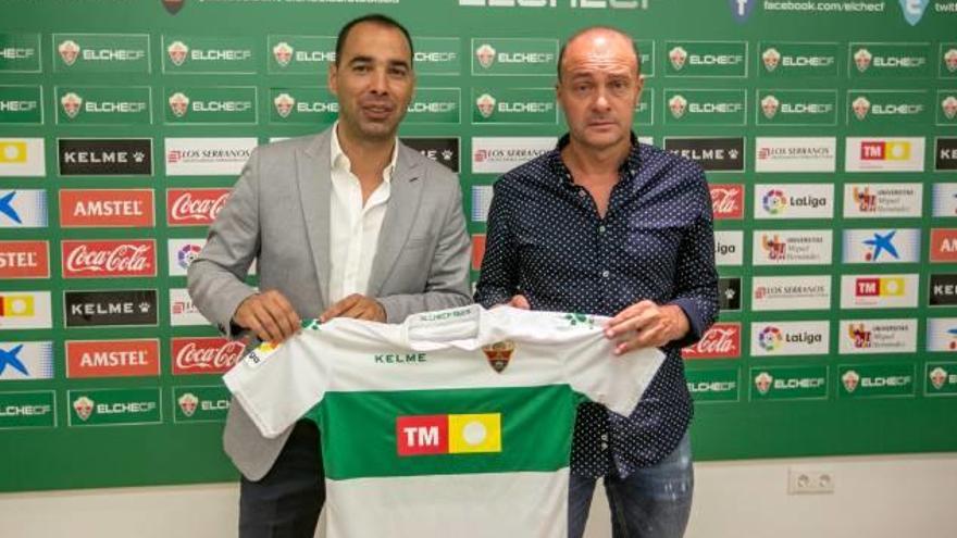 Jorge Cordero y Vicente Mir durante la presentación del técnico valenciano.