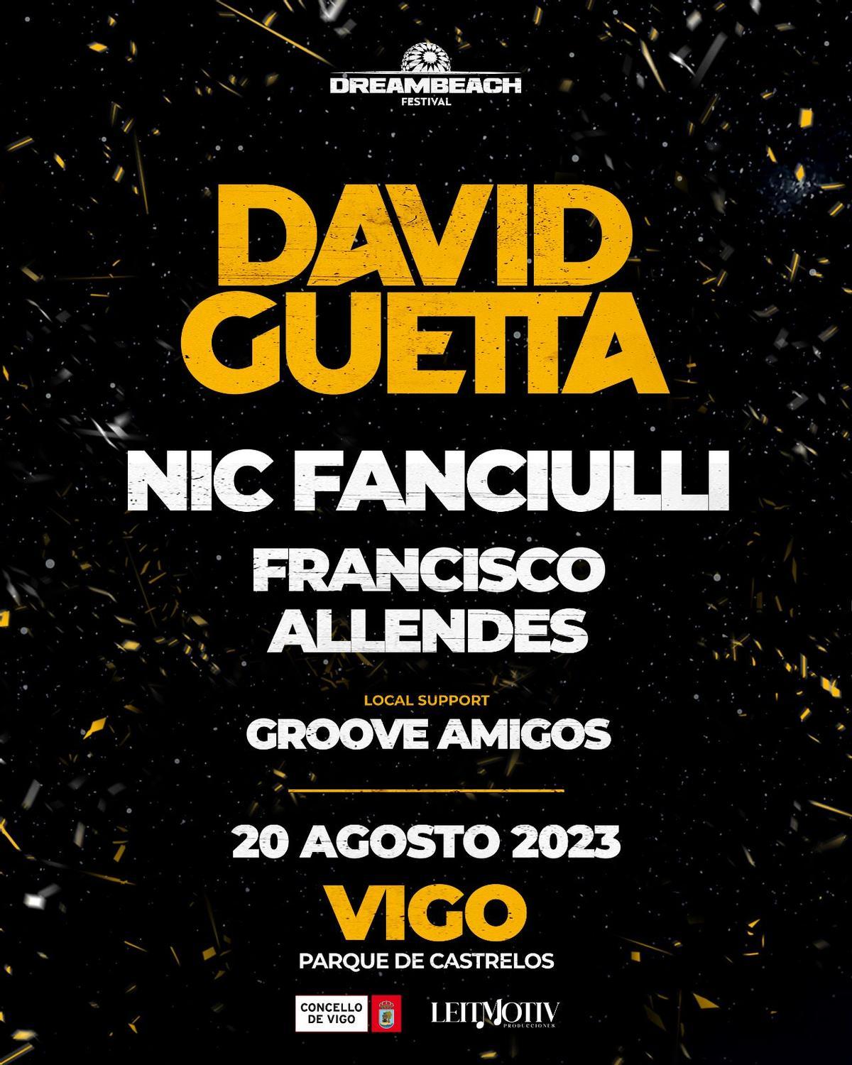 Cartel del concierto de David Guetta para el concierto de Castrelos
