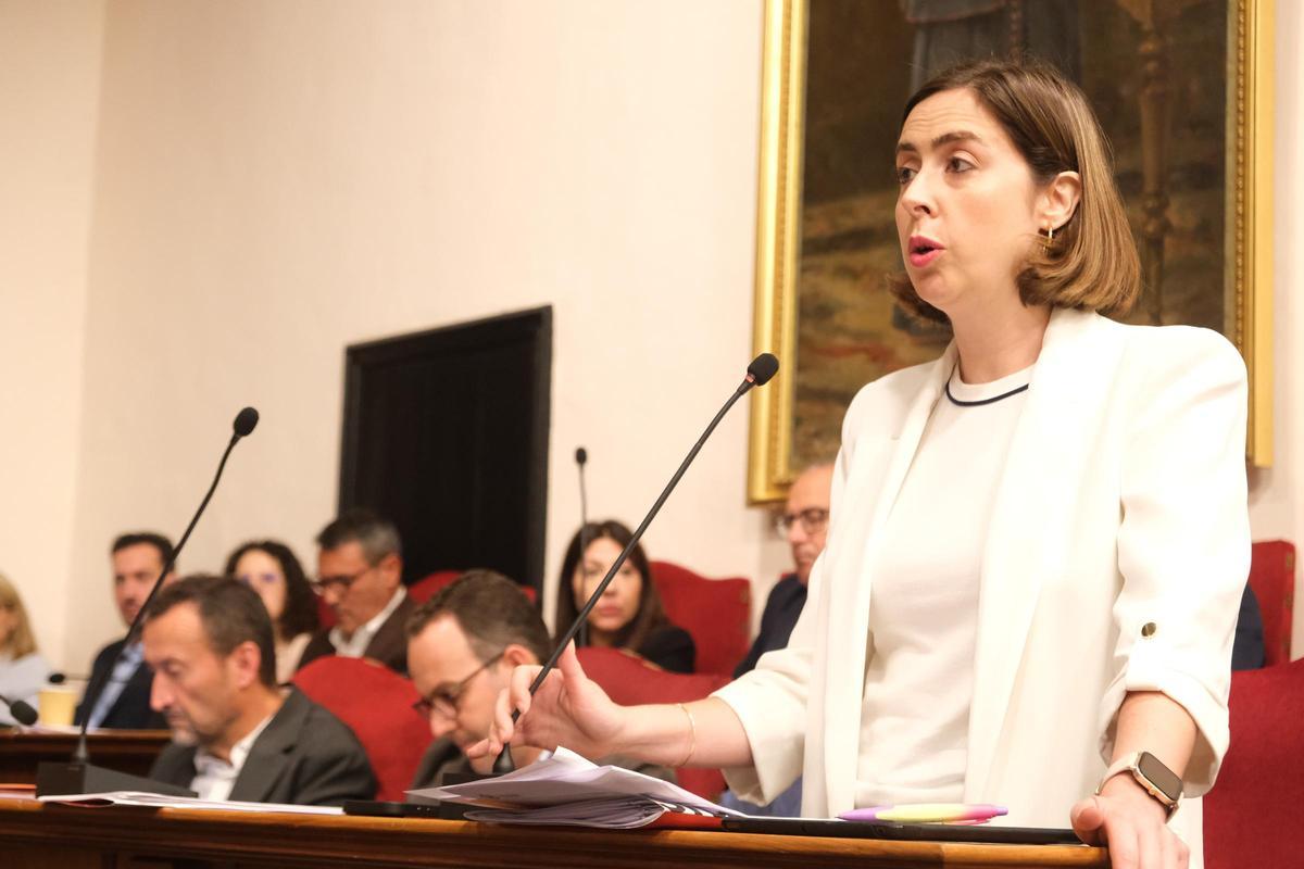 La portavoz de Compromís, Esther Díez, en el pleno de este lunes.