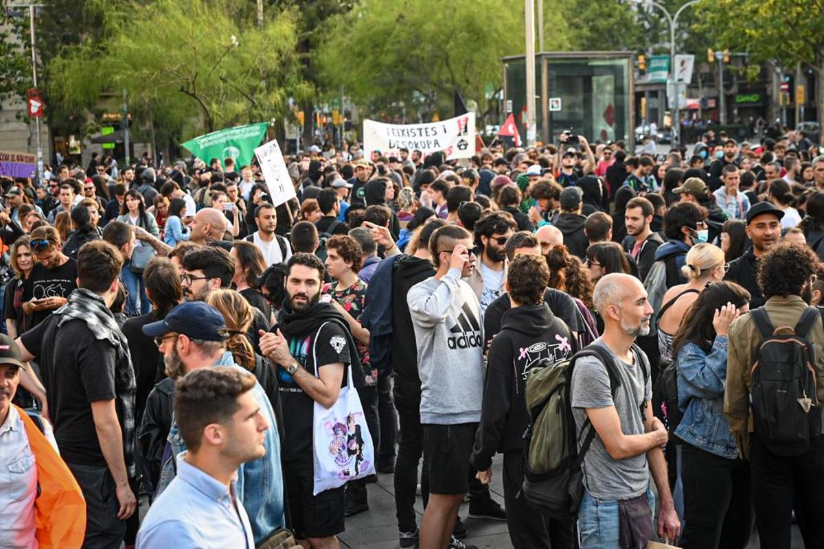 Manifestación antifascista de plaza Universitat
