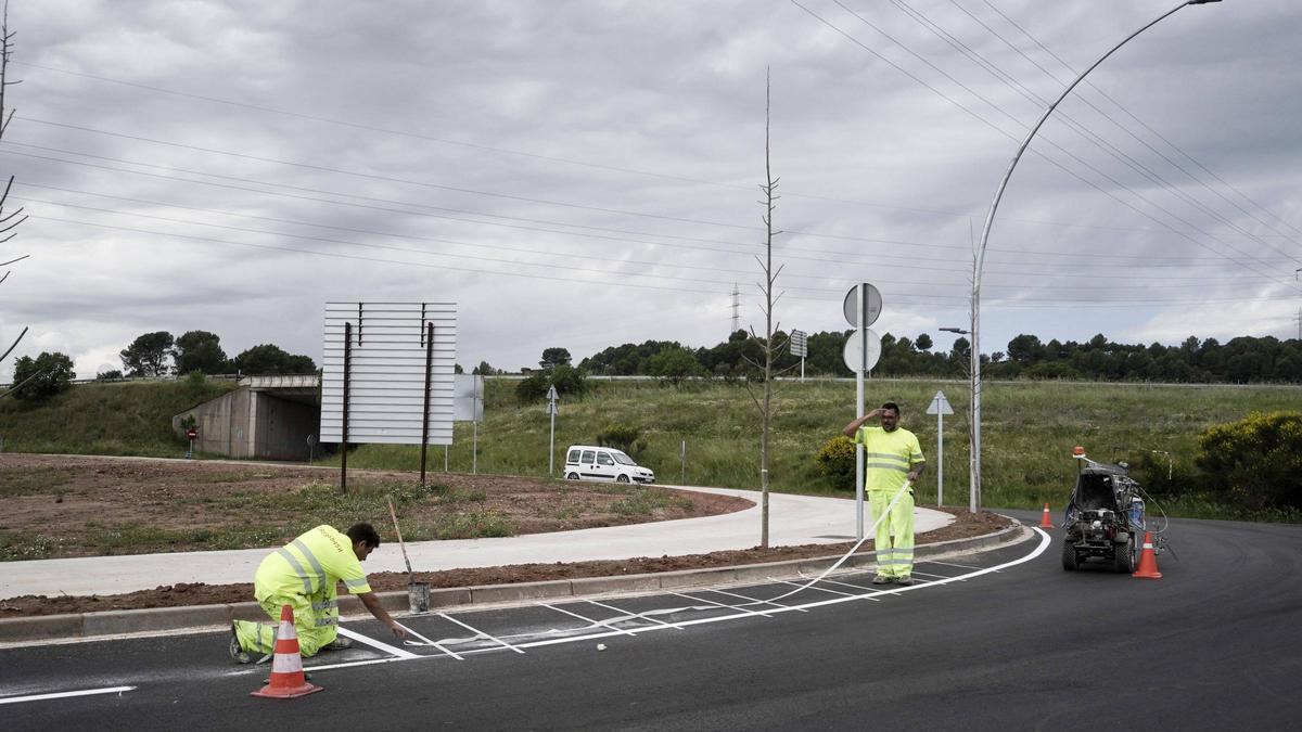Operaris a les obres del Pont Nou de Manresa