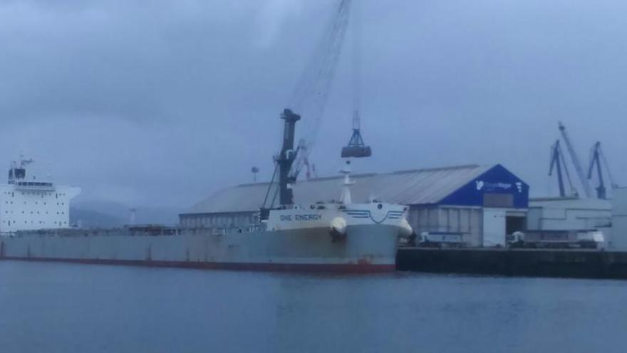 El buque One Energy en el puerto de Marín