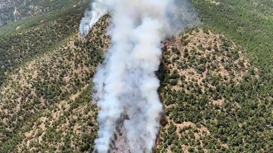 Incendio del Cerro Gordo en Caravaca, a vista de pájaro