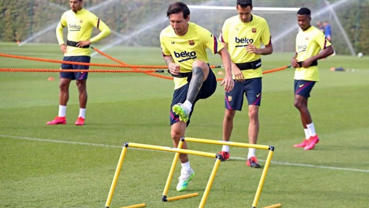 Messi, en un entrenamiento a princpios de semana.