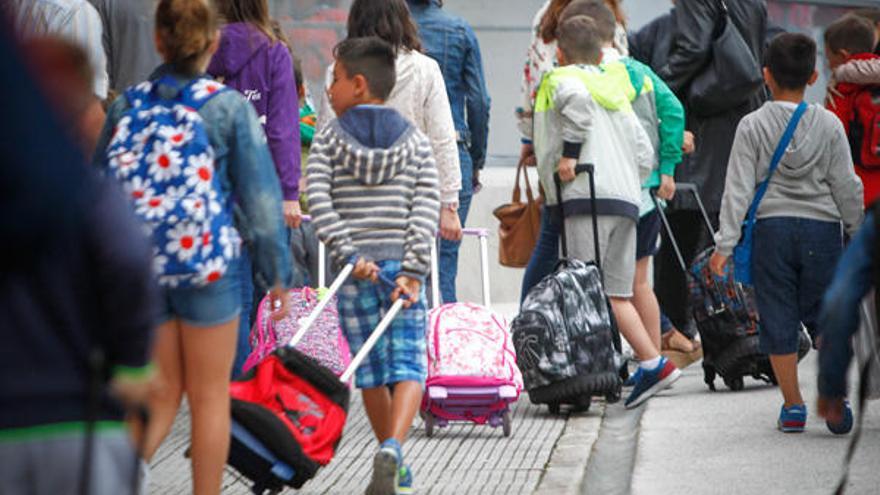 Niños en el 1º día del curso pasado en A Coruña.