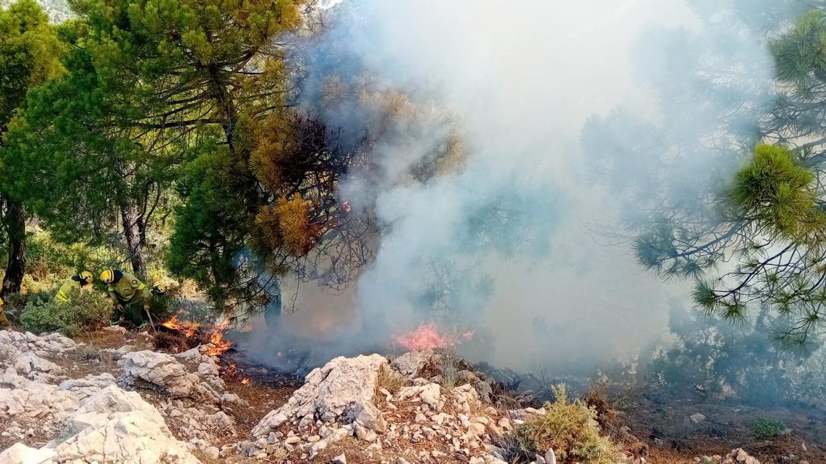 Incendio en el paraje de El Mosquín, en Canillas de Albaida.