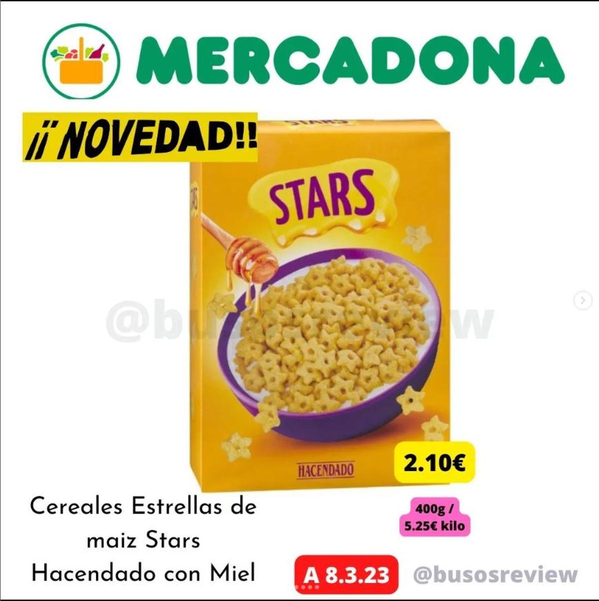 Cereales estrellitas trigo y miel