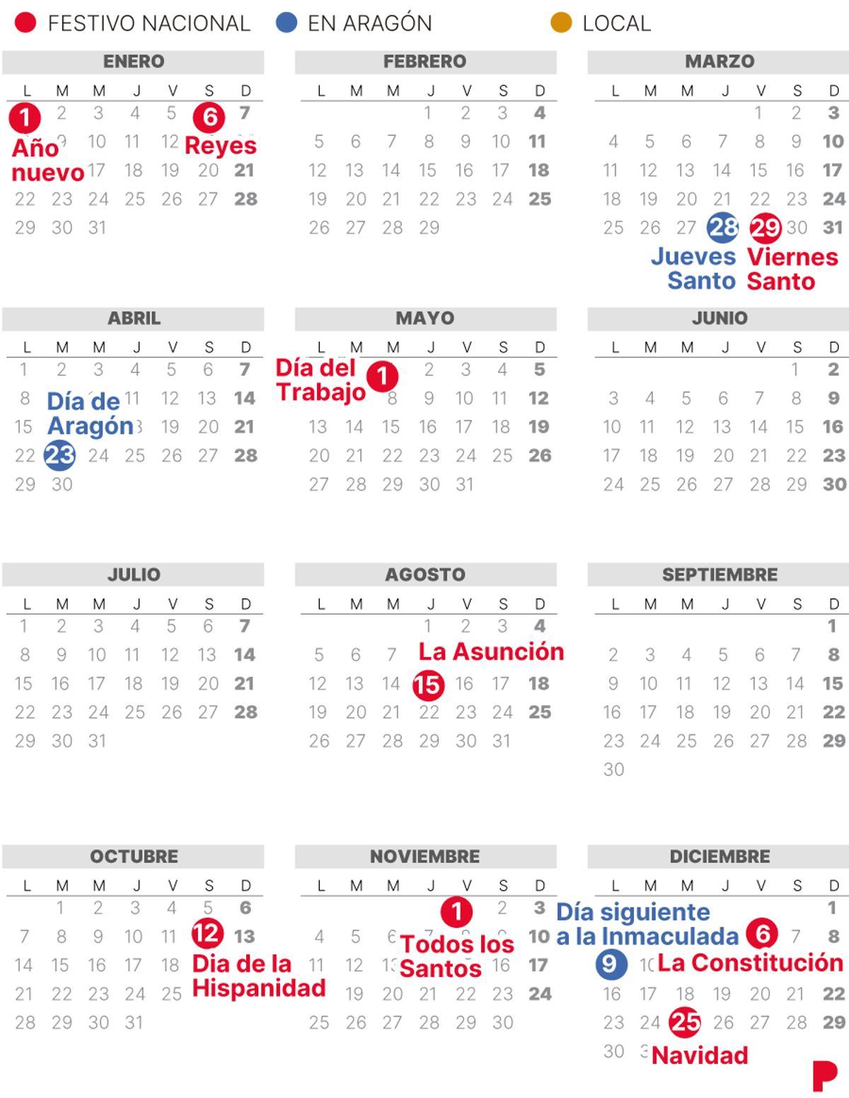Calendario Laboral De AragÓn De 2024 Con Festivos 9188