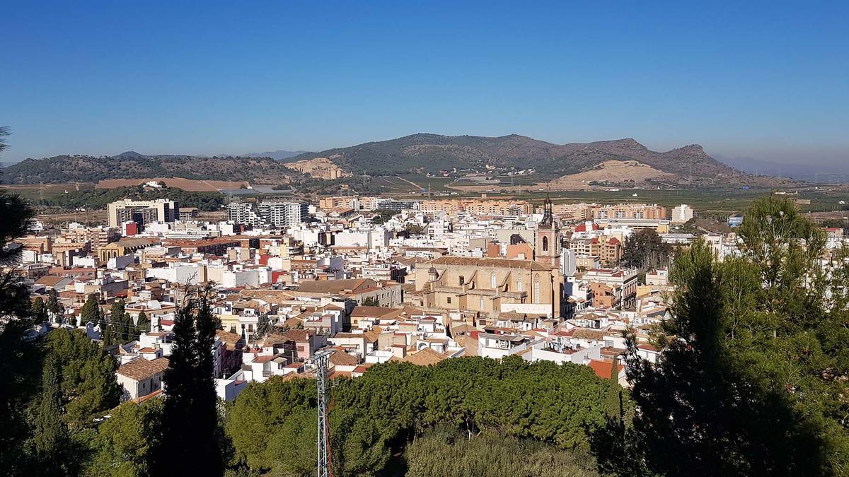 Imagen aérea sobre el núcleo de Sagunt.