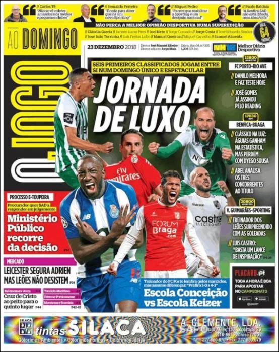 Portada O JOGO domingo 23 diciembre 2018