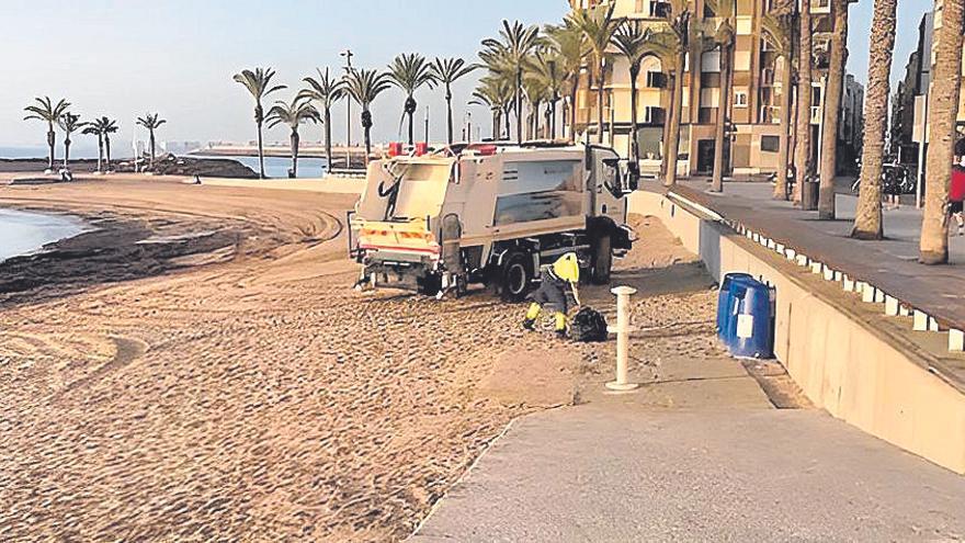 Así recoge la empresa de las basuras de Torrevieja los residuos papeleras de las playas