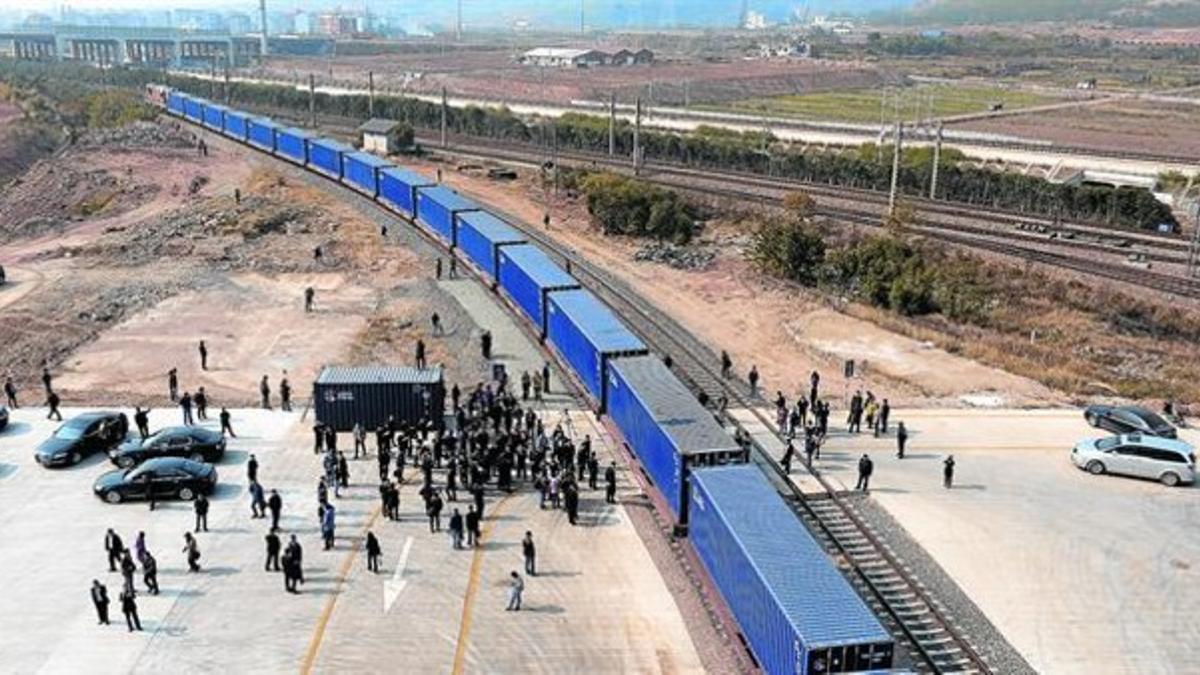 La partida del tren de la estación de Yiwu, el 18 de noviembre.