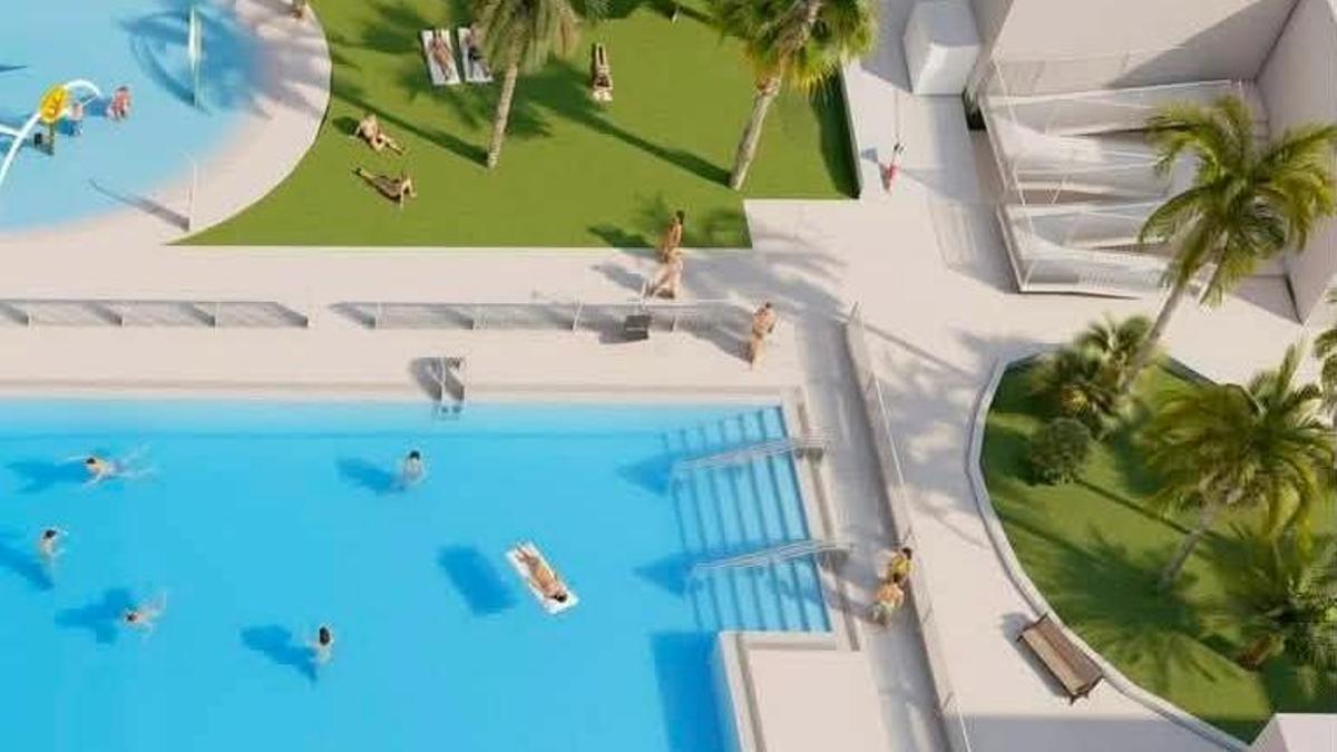 Maqueta de la reforma de la piscina municipal de Hornachos.