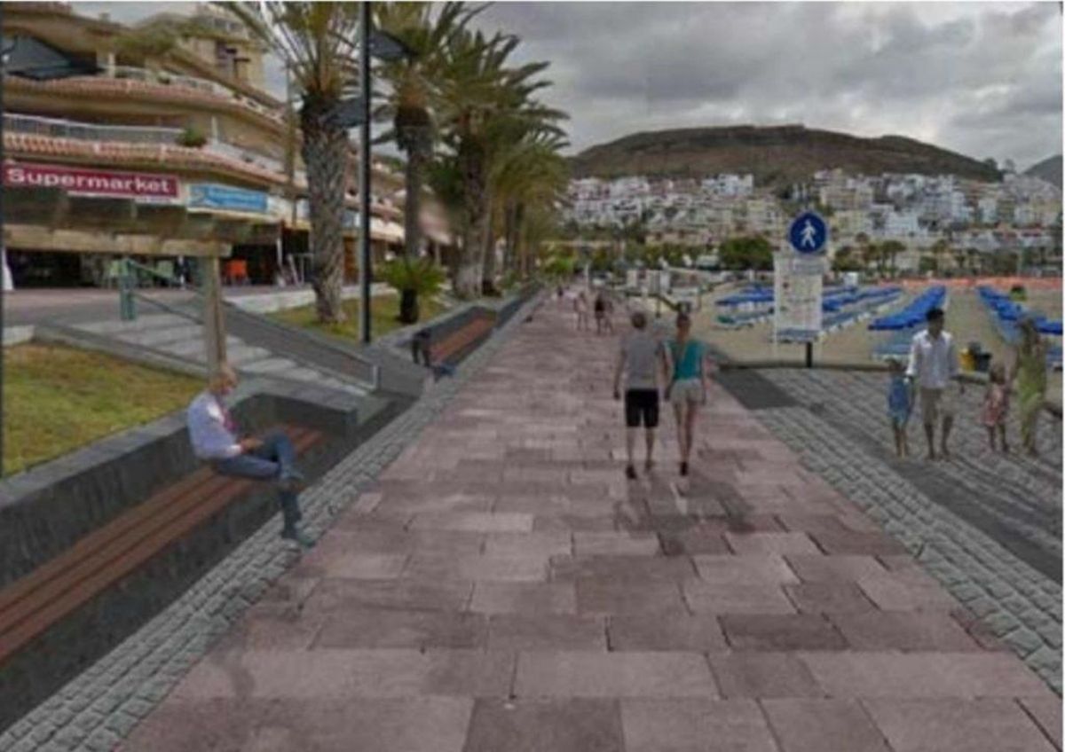 Así quedará el nuevo paseo marítimo de la playa de Las Vistas, en Arona.