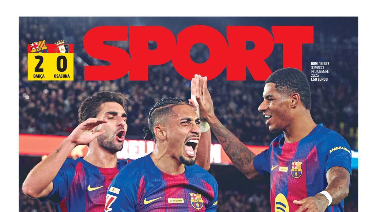 Esta es la portada de SPORT de hoy domingo, 14 de diciembre de 2025