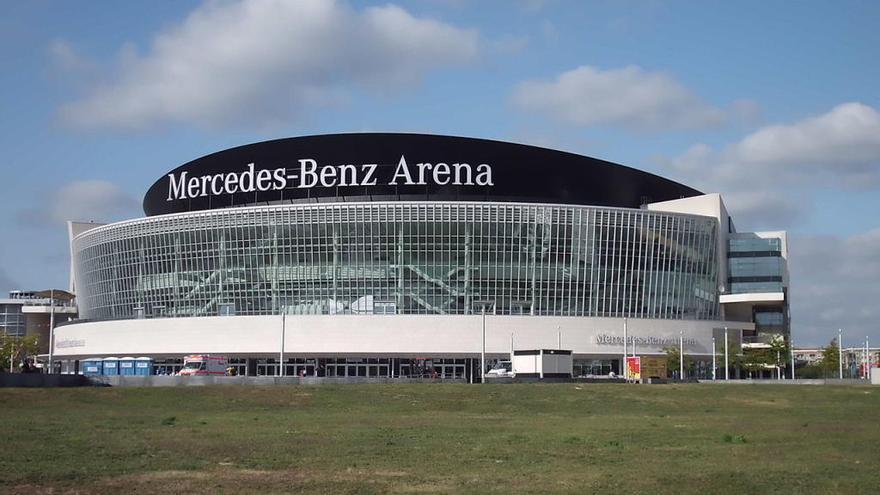 Exterior del Mercedes Benz Arena, en el que está inspirado, en parte, el Arena de València.