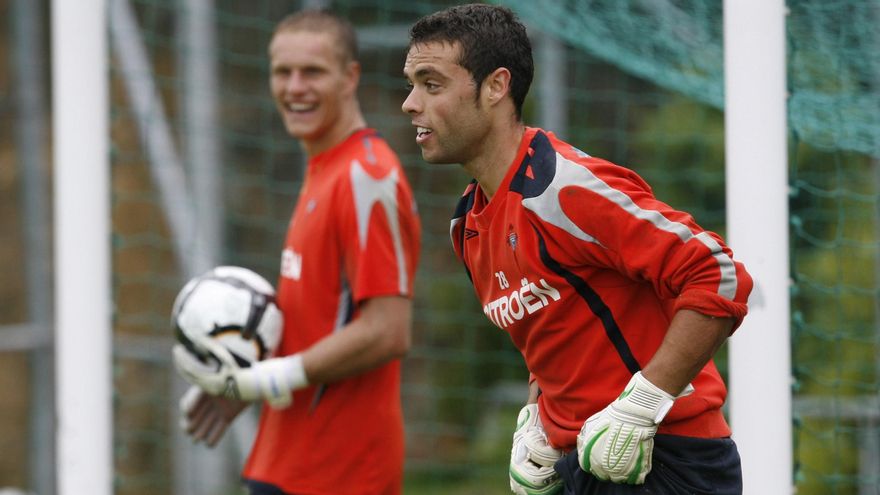 Sergio y Yoel, durante un entrenamiento con el primer equipo en 2009