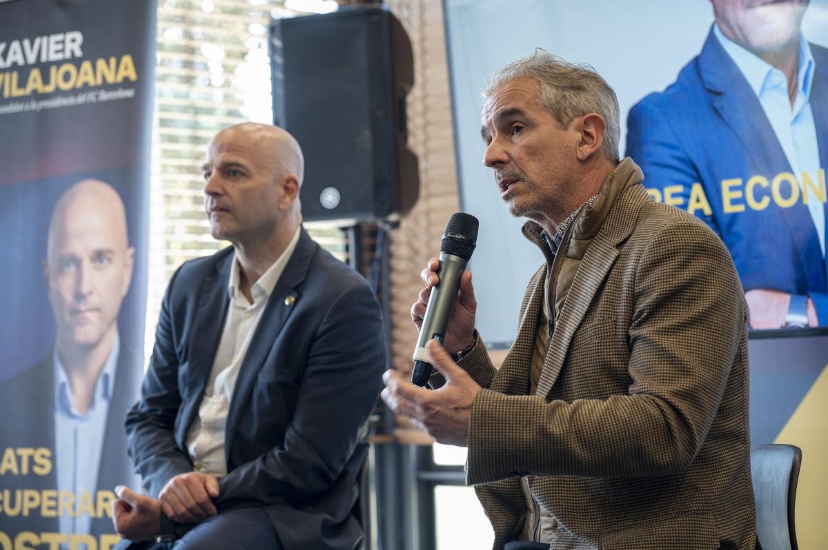 Xavier Vilajoana y Jordi Mercader, en la presentación del programa económico para el Barça.