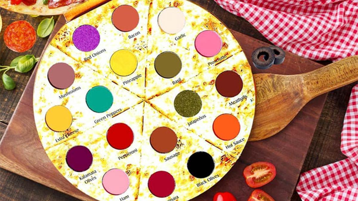 Paleta de sombras de ojos con forma de Pizza de Glamlite