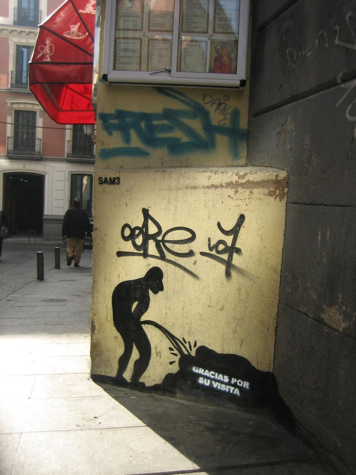 Silueta del famoso Sam3, que aparece en el libro 'Guía del arte urbano de Madrid. Una historia de Madrid a través de su grafiti y su arte urbano'.