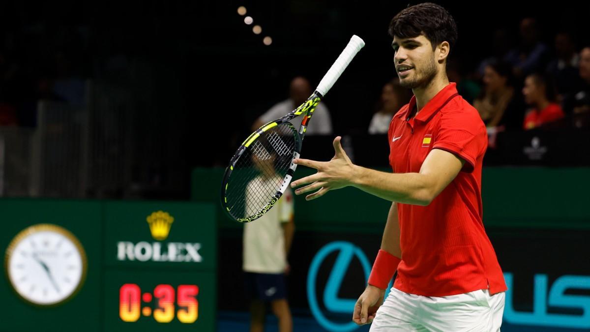 Alcaraz, durante su último partido de la temporada 2024