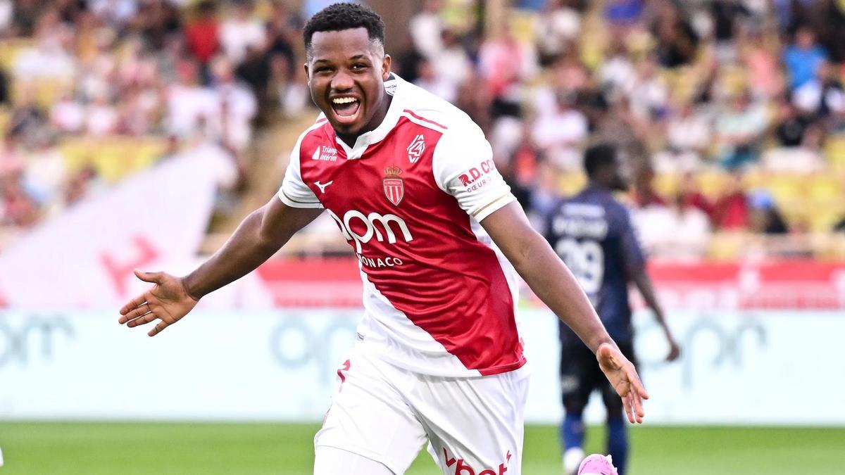 Ansu Fati celebrando un gol con el AS Monaco