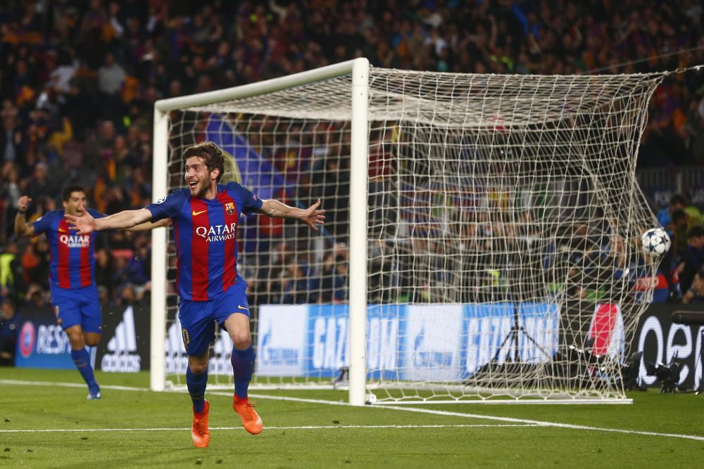 El gol de Sergi Roberto al PSG, foto a foto