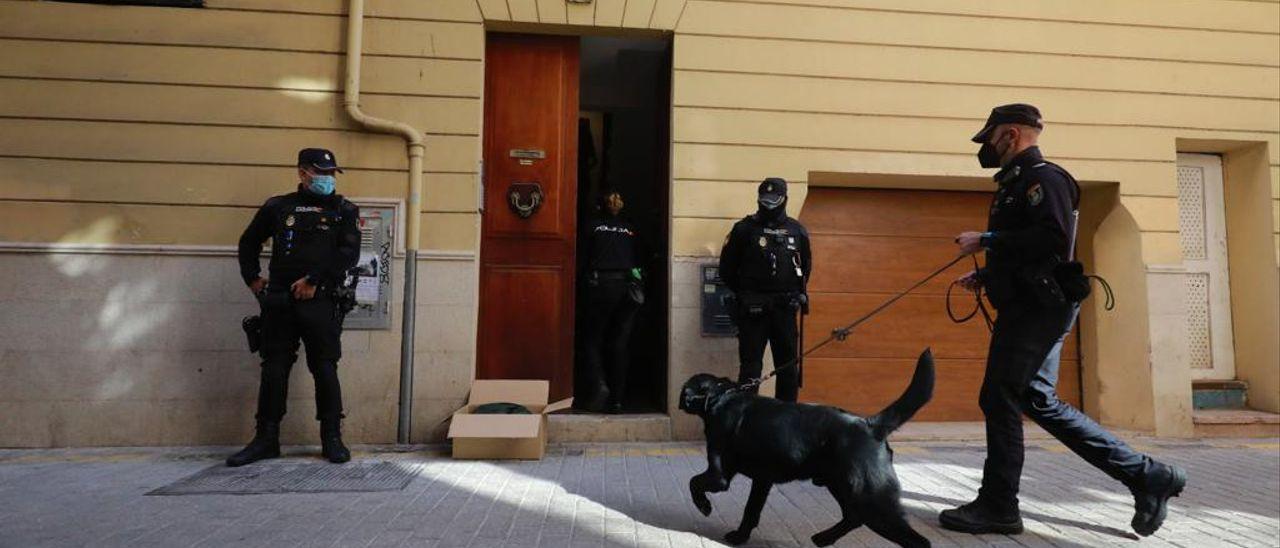 Varios agentes, durante uno de los registros en Palma.