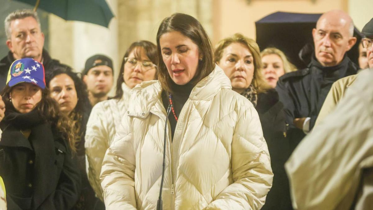 La ex embajadora María Ponte en València, durante la manifestación de este domingo