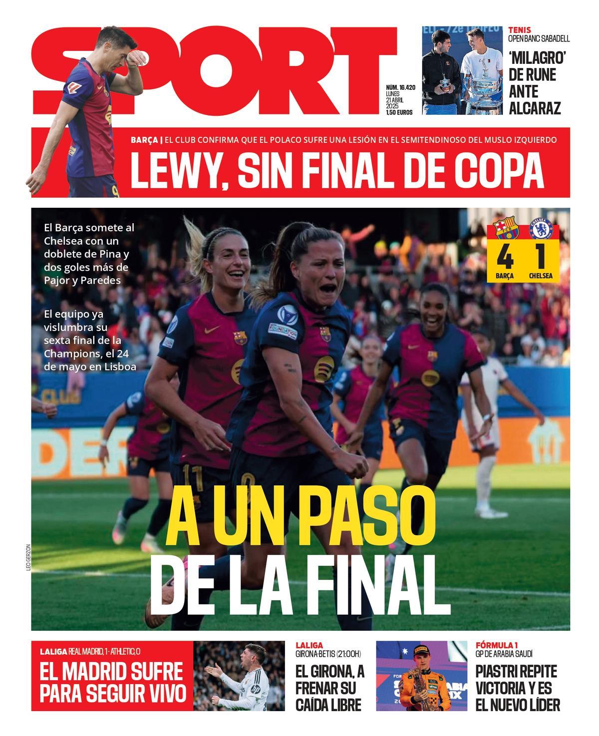Esta es la portada de SPORT
