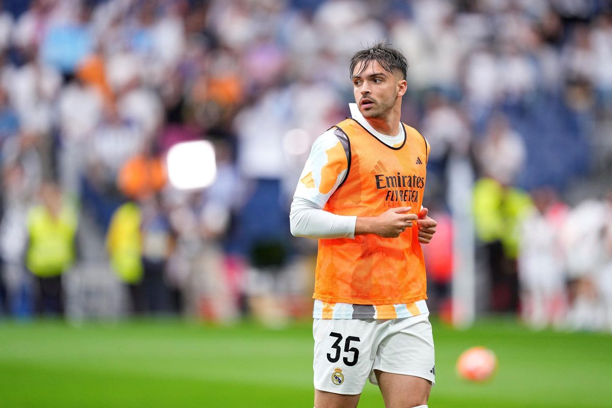 El jugador del Real Madrid Raúl Asencio durante un entrenamiento.