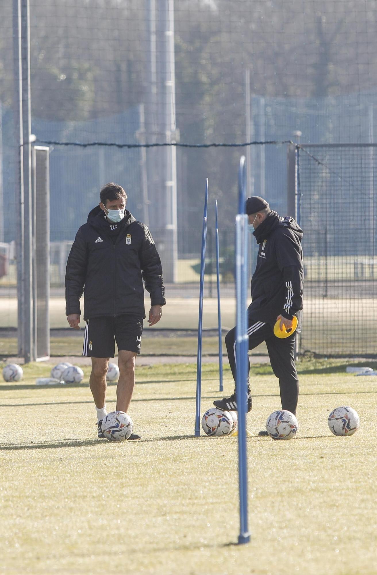 El entrenamiento del Oviedo esta mañana