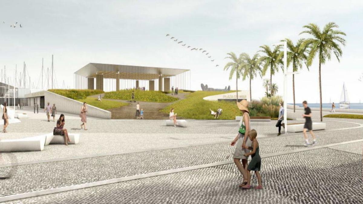 Recreación de la reforma de la plaza prevista con el proyecto Batea en Tierra.  |  // FDV