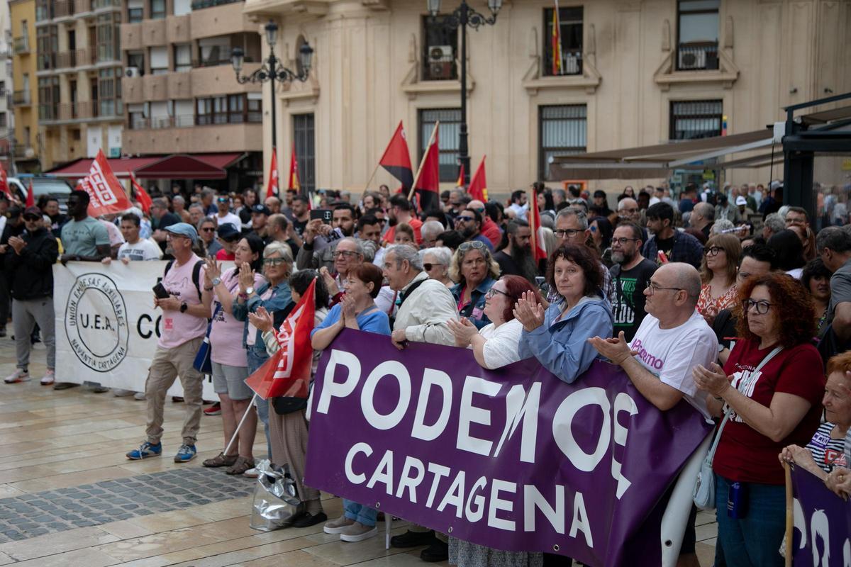 La manifestación por el Día del Trabajador en Cartagena, en imágenes