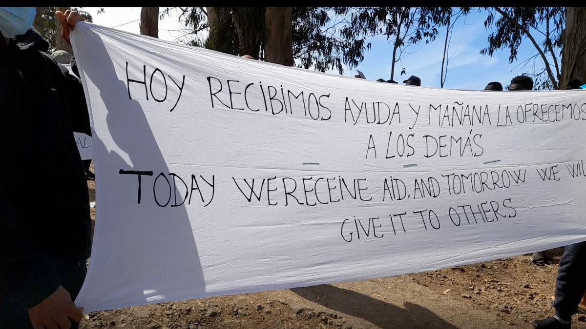 Protesta por las políticas migratorias en La Raíces (La Laguna).