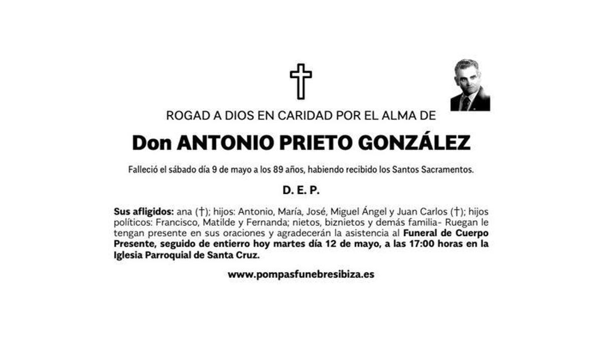 Esquela Antonio Prieto González