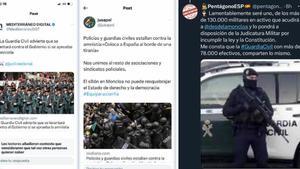 Invitaciones a la Guardia Civil a amotinarse contra el Gobierno a cuenta de una amnistía, emitidas la pasada semana en redes sociales.