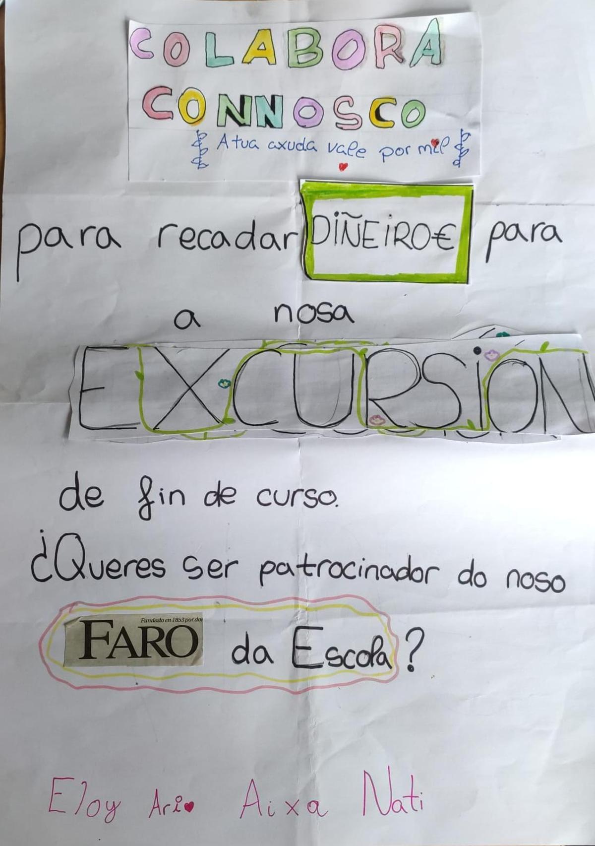 En el CEIP Doutor Suárez han decidido incluir publicidad para finaciar la excursión de fin de curso.