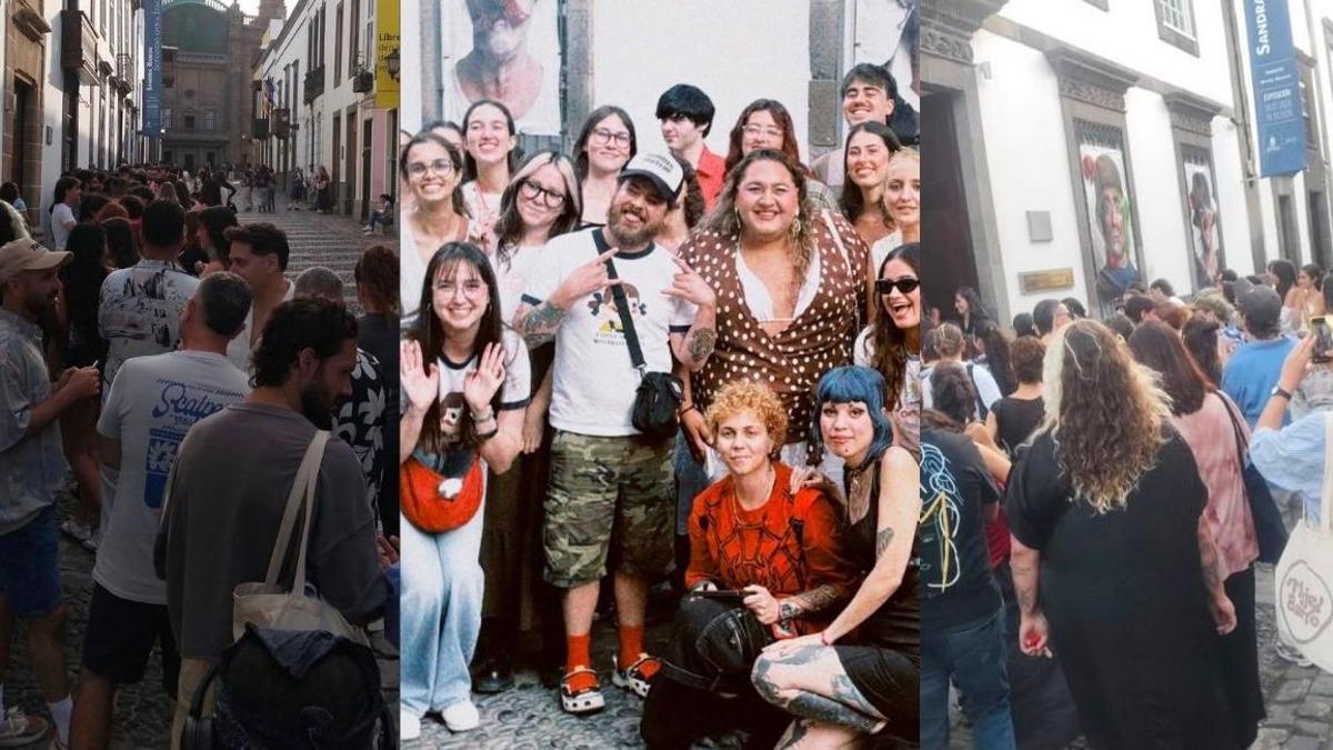 Cuatro creadores de contenido colapsan el centro histórico de Las Palmas de Gran Canaria con casi un millar de personas esperando para entrar en el CAAM