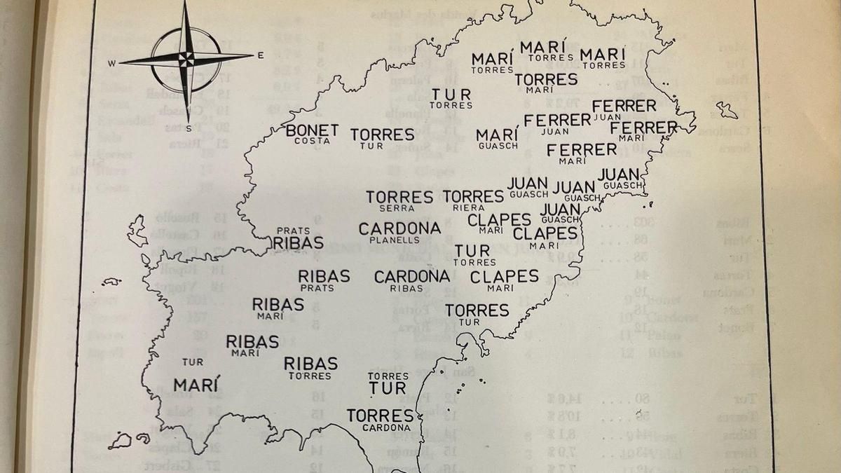 Tret de l’article ‘Apuntes sobre los apellidos en las islas Pitiusas’, d’Antoni Costa Ramón. Biblioteca Joan Palau Comas.